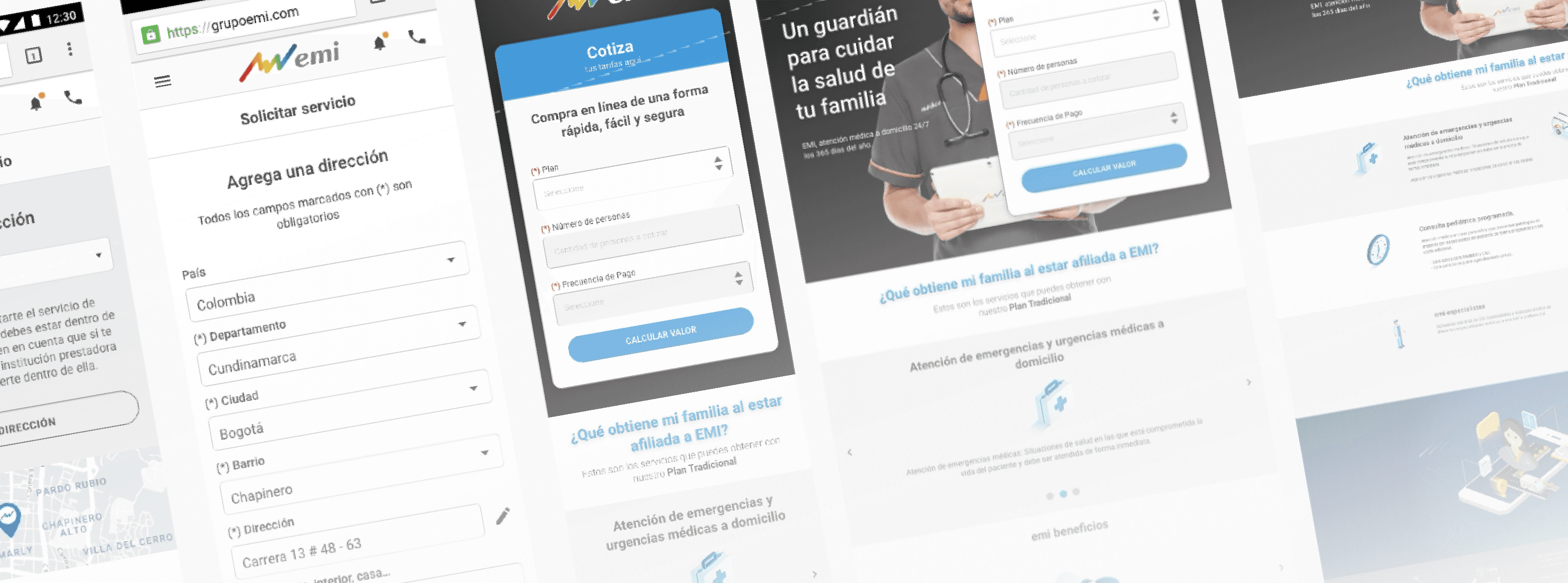 EMI — Atención Médica Virtual · Grupo Falck, pantalla del diseño 2